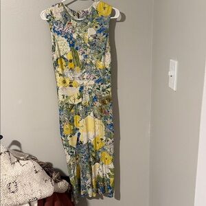ERDEM Floral Sleeveless MIDI Dress US 4 UK 8